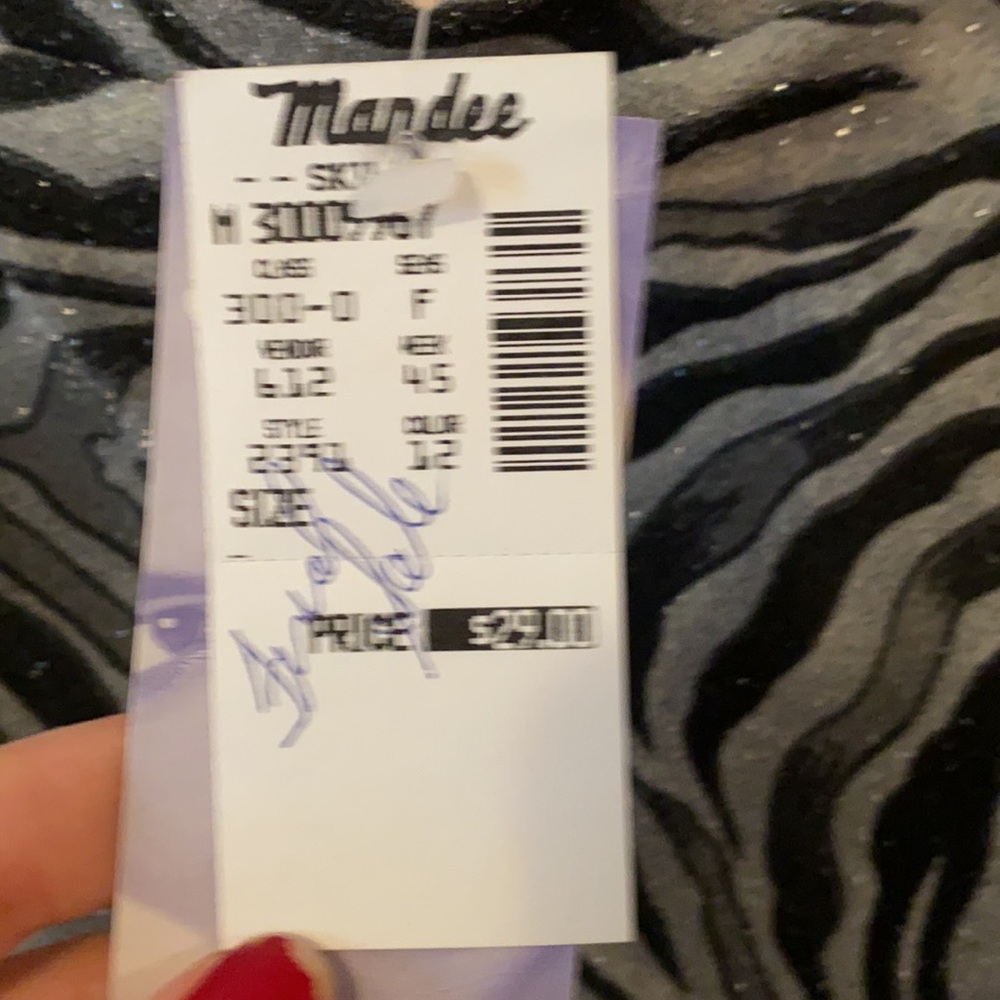 🔥 Mandee silver and black spaghetti strap shimmer zebra print mini dress - Picture 5 of 6